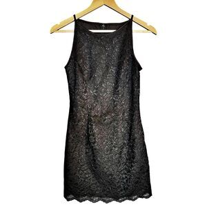 Jessica McClintock Gunne Sax Black Lace Mini Dress Sz 3/4 Whimsigoth Grunge Dark
